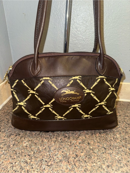 Longchamp Handbags - Longchamp Dark Brown Leather Shoulder Bag EUC